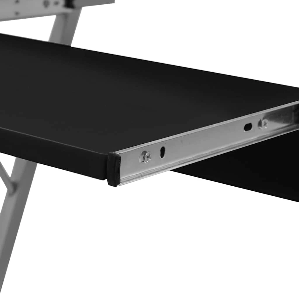 Bureau d'ordinateur compact avec plateau à clavier 40 x 74 x 60 cm noir acier – vue de détail