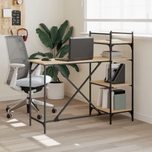 Bureau d'ordinateur avec étagères 120 x 47 x 109 cm chêne sonoma bois d'ingénierie – vue d’ensemble