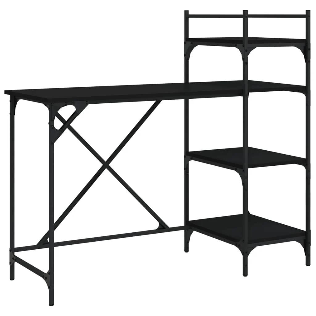 Bureau d'ordinateur avec étagères 120 x 47 x 109 cm noir bois d'ingénierie – vue en situation