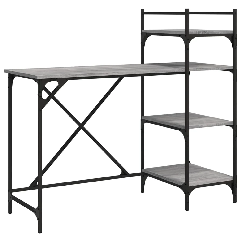 Bureau d'ordinateur avec étagères 120 x 47 x 109 cm sonoma gris bois d'ingénierie – vue de dessus