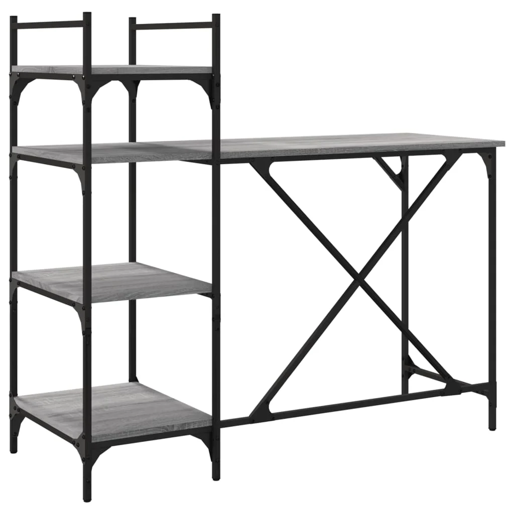 Bureau d'ordinateur avec étagères 120 x 47 x 109 cm sonoma gris bois d'ingénierie – vue de côté