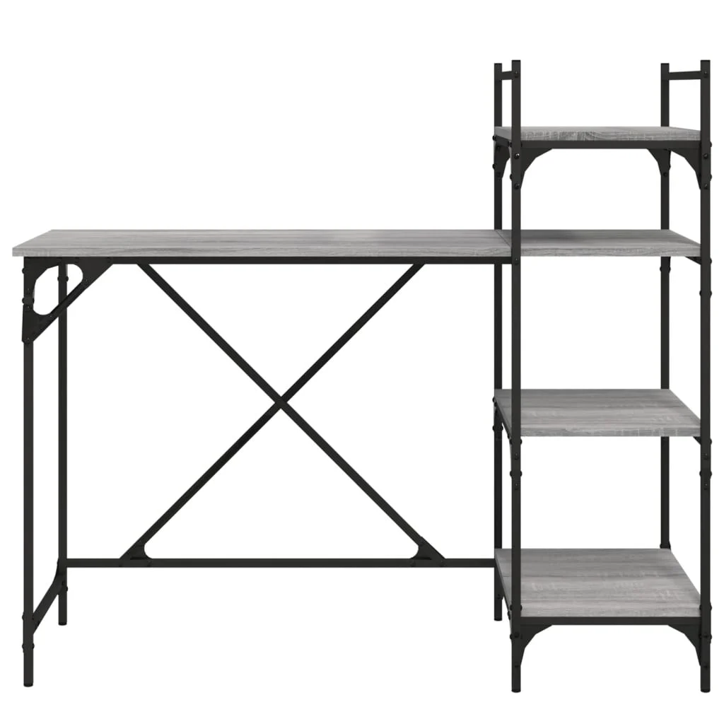 Bureau d'ordinateur avec étagères 120 x 47 x 109 cm sonoma gris bois d'ingénierie – vue de détail