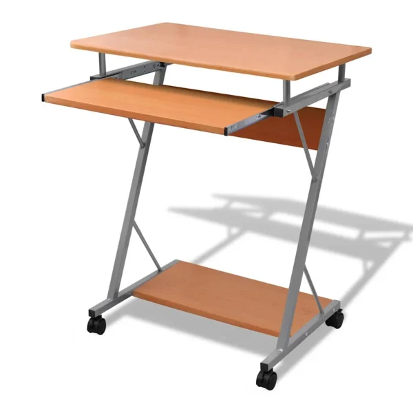 Bureau d'ordinateur avec plateau à clavier coulissant 60 x 40 x 74 cm marron acier – vue d’ensemble