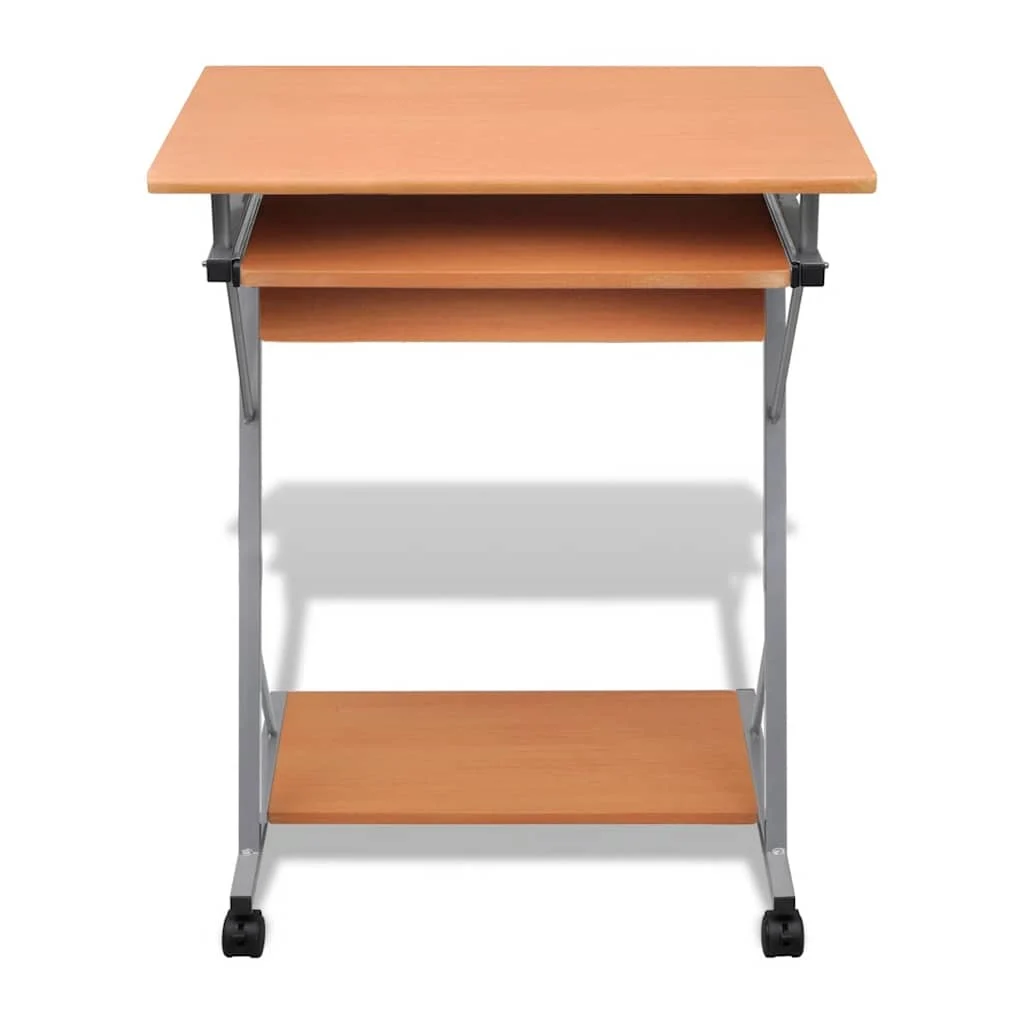 Bureau d'ordinateur avec plateau à clavier coulissant 60 x 40 x 74 cm marron acier – vue de côté