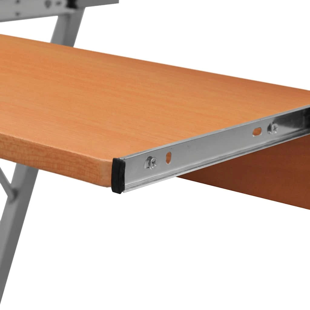 Bureau d'ordinateur avec plateau à clavier coulissant 60 x 40 x 74 cm marron acier – vue de détail