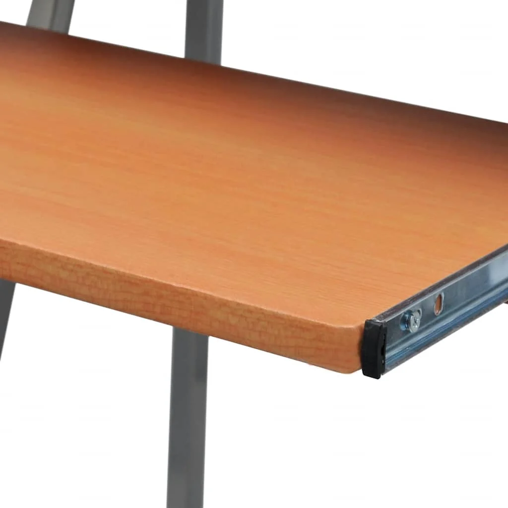 Bureau d'ordinateur avec plateau de clavier et étagère 68 x 48 x 115 cm marron acier – vue de détail