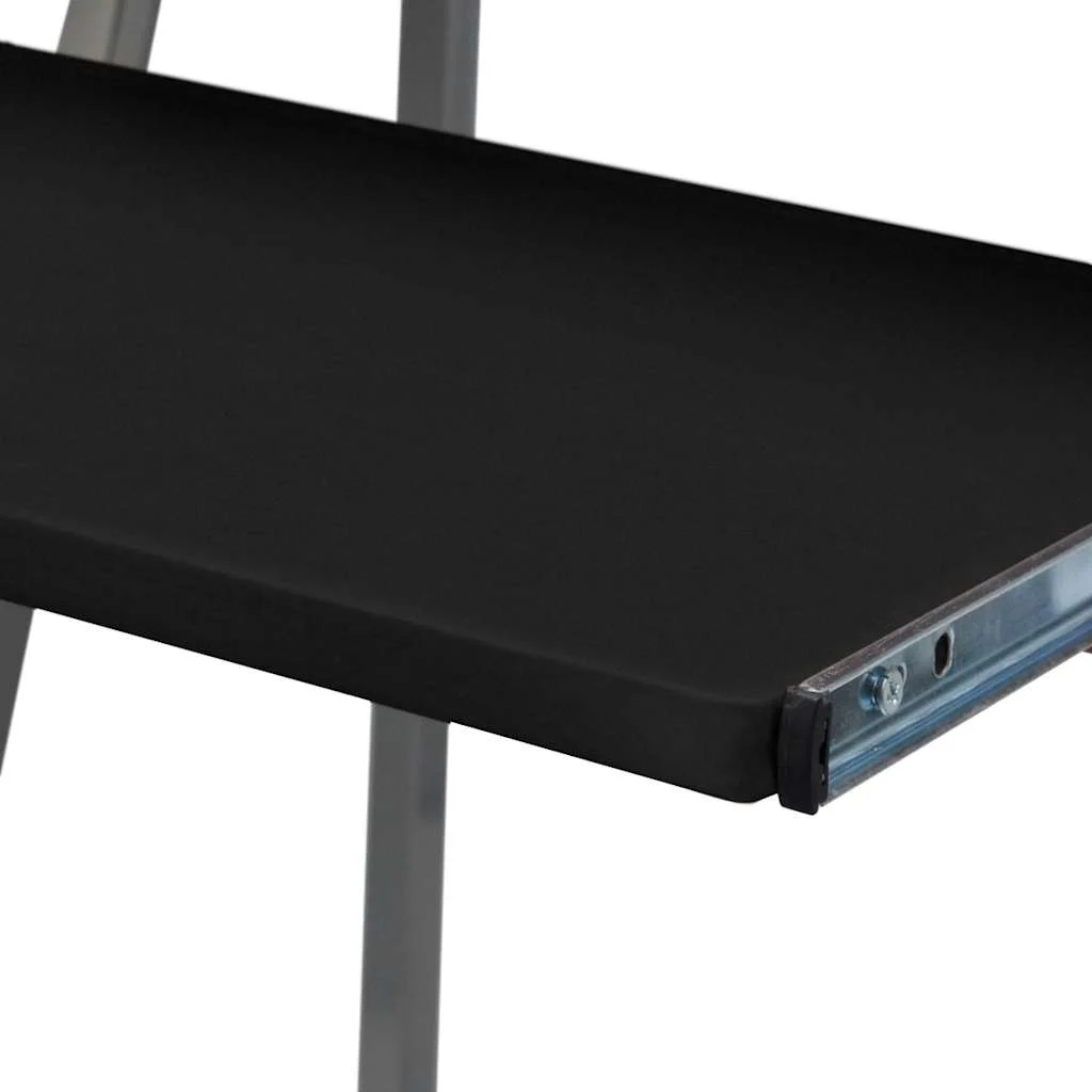 Bureau d'ordinateur avec plateau de clavier et étagère 68 x 48 x 115 cm noir acier – vue de détail