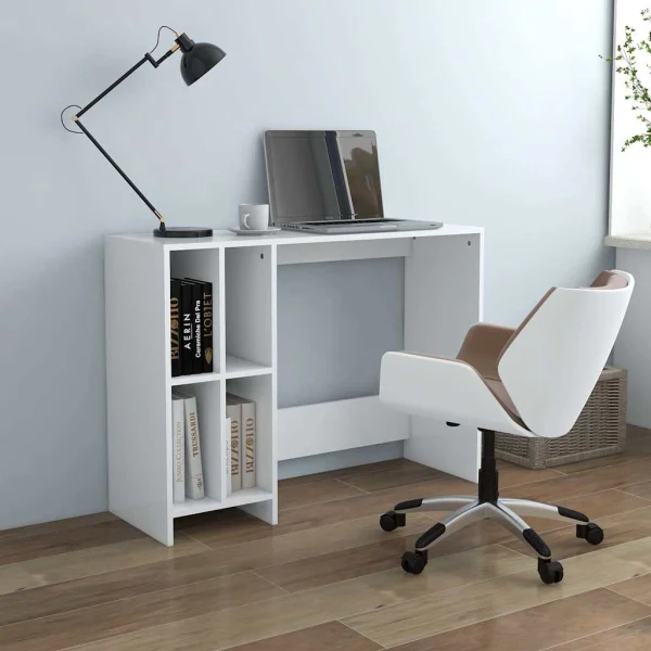Bureau d'ordinateur portable 102,5 x 35 x 75 cm blanc bois d'ingénierie – vue d’ensemble