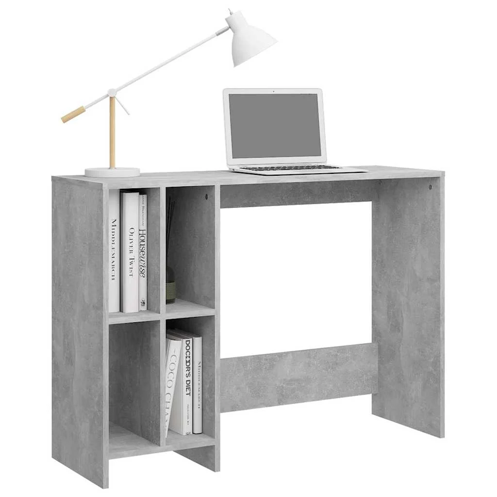 Bureau d'ordinateur portable 102,5 x 35 x 75 cm gris béton bois d'ingénierie – vue de dessus