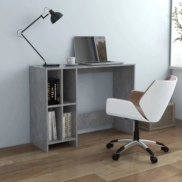 Bureau d'ordinateur portable 102,5 x 35 x 75 cm gris béton bois d'ingénierie – vue d’ensemble