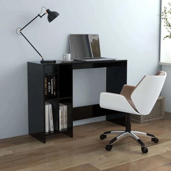 Bureau d'ordinateur portable 102,5 x 35 x 75 cm noir bois d'ingénierie – vue d’ensemble