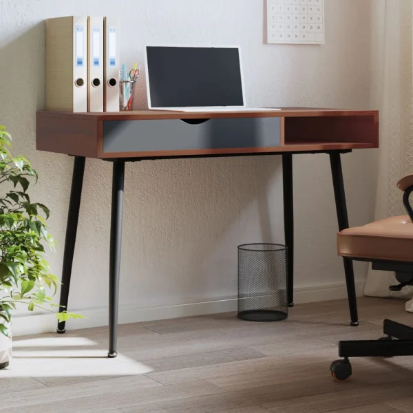Bureau d'ordinateur avec tiroir 110 x 50 x 75 cm brun bois d'ingénierie – vue d’ensemble