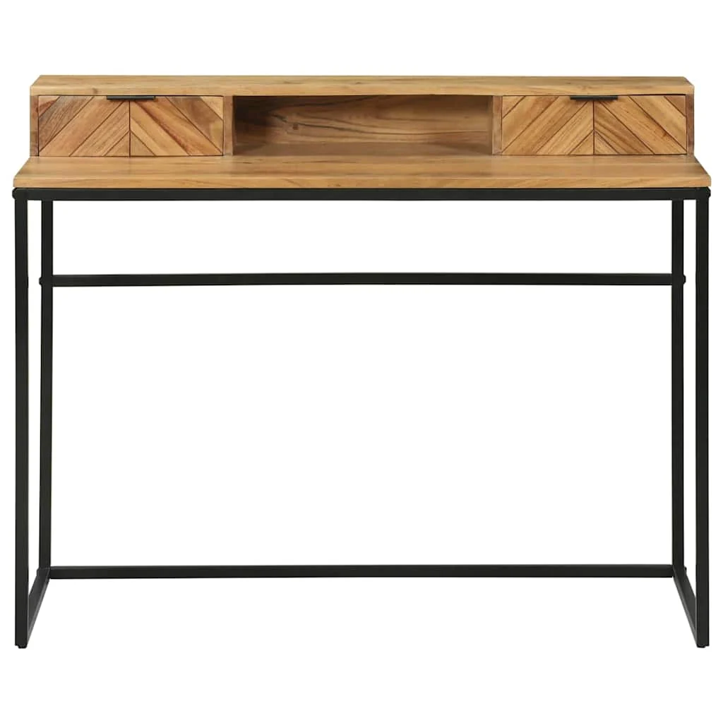 Bureau d'ordinateur avec tiroir 110 x 50 x 87 cm brun bois massif d'acacia – vue de dessus