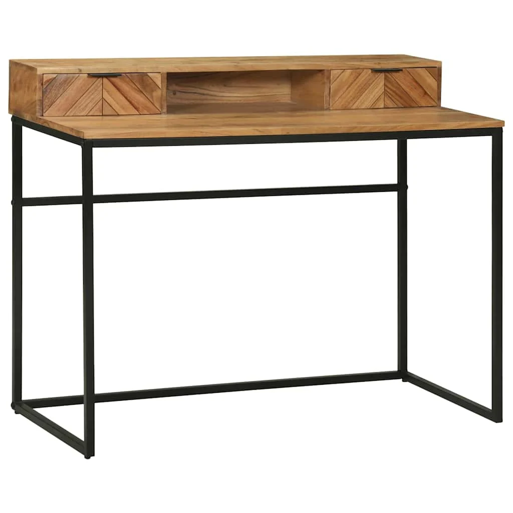 Bureau d'ordinateur avec tiroir 110 x 50 x 87 cm brun bois massif d'acacia – vue d’ensemble