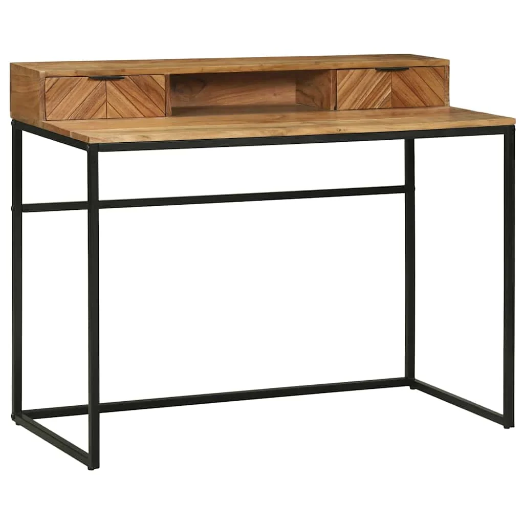 Bureau d'ordinateur avec tiroir 110 x 50 x 87 cm brun bois massif d'acacia – vue de côté