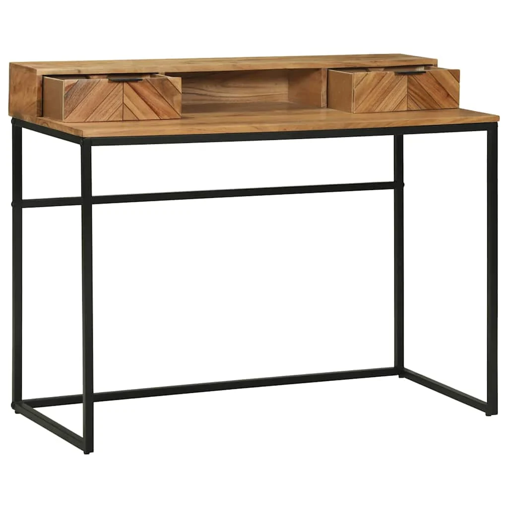 Bureau d'ordinateur avec tiroir 110 x 50 x 87 cm brun bois massif d'acacia – vue en situation