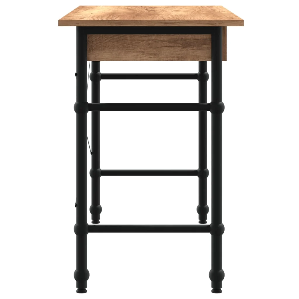 Bureau d'ordinateur avec tiroir couleur 110 x 50 x 75 cm brun bois d'ingénierie – vue de dessus
