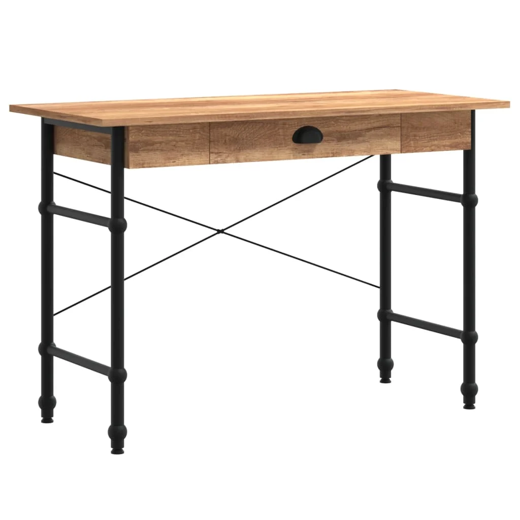 Bureau d'ordinateur avec tiroir couleur 110 x 50 x 75 cm brun bois d'ingénierie – vue de côté