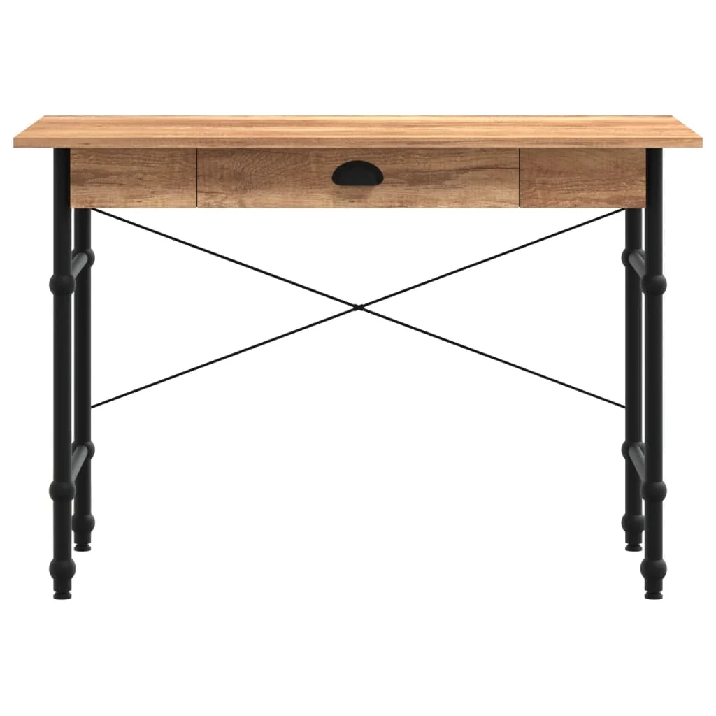 Bureau d'ordinateur avec tiroir couleur 110 x 50 x 75 cm brun bois d'ingénierie – vue de détail