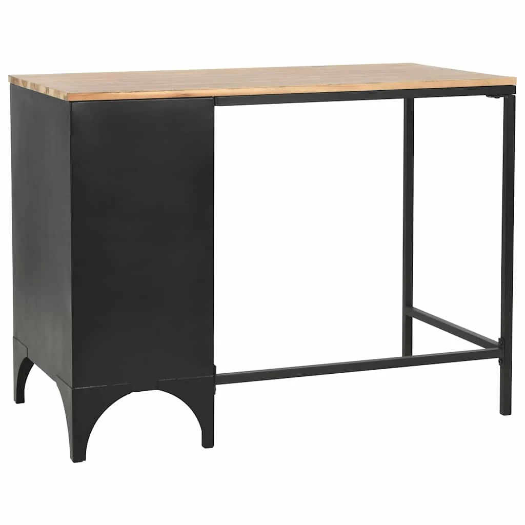 Bureau à piédestal unique Bois de sapin 100 x 50 x 76 cm noir acier – vue de dos