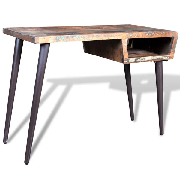 Bureau avec pieds 110 x 50 x 80 cm multicolore bois de récupération – vue d’ensemble