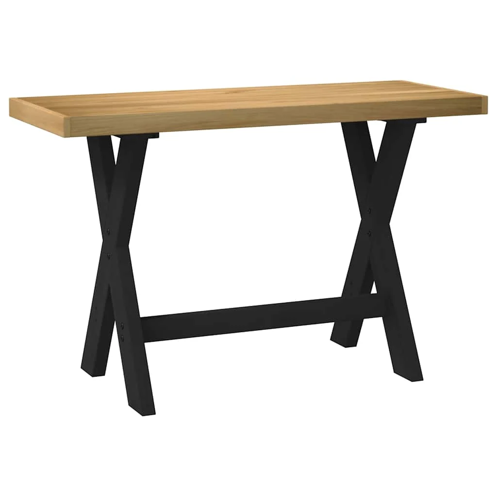 Bureau pieds en forme de X pin 120 x 50 x 75 cm brun bois massif – vue de dessus