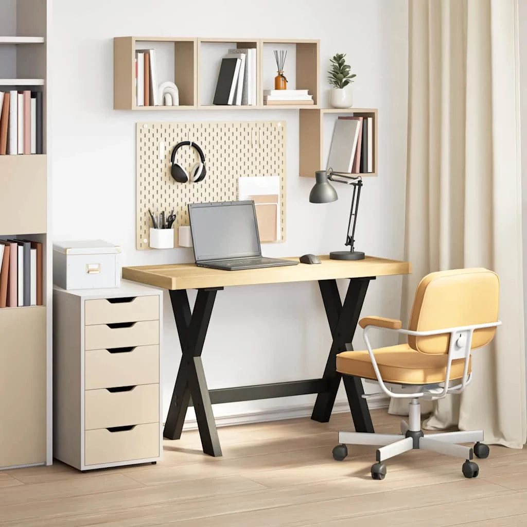 Bureau pieds en forme de X pin 120 x 50 x 75 cm brun bois massif – vue d’ensemble
