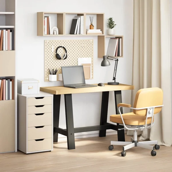 Bureau pieds en forme de A pin 120 x 50 x 75 cm brun bois massif – vue d’ensemble