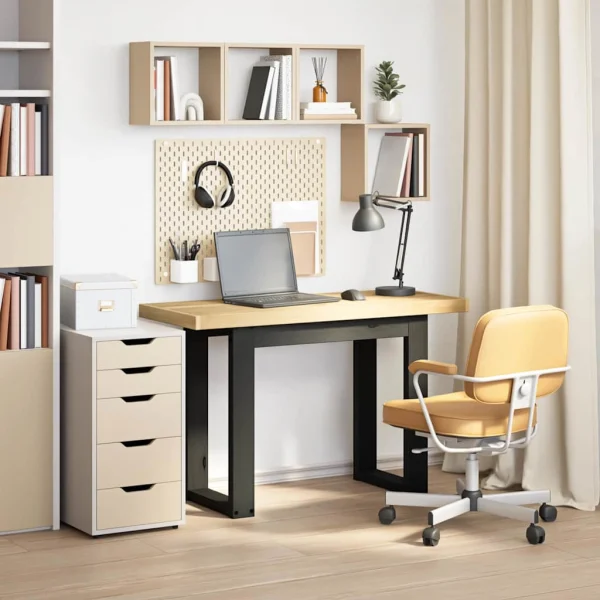Bureau pieds en forme de U pin 120 x 50 x 75 cm brun bois massif – vue d’ensemble