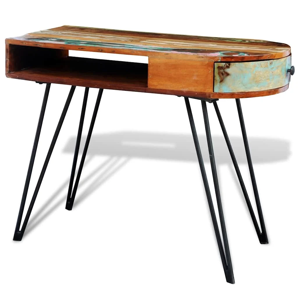 Bureau avec pieds en solide 97 x 45 x 76 cm brun bois de récupération – vue de dessus