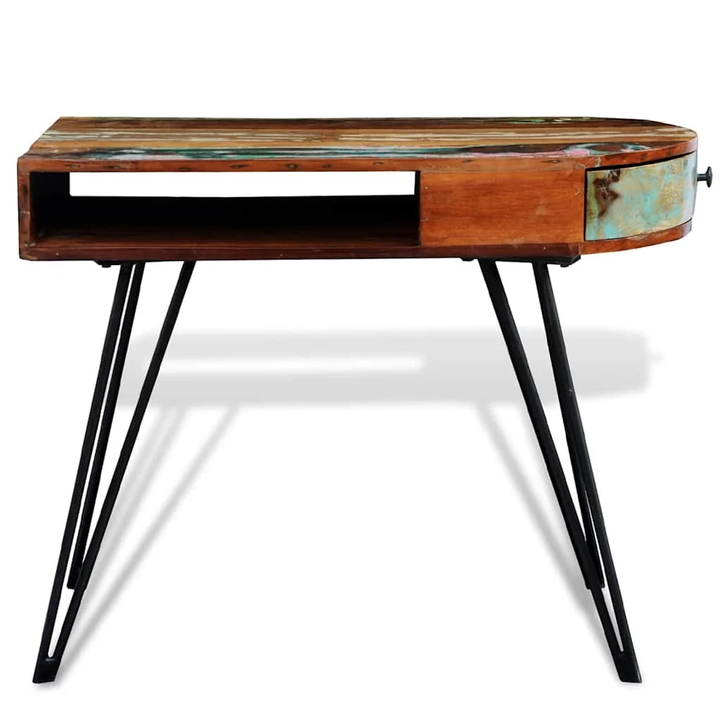 Bureau avec pieds en solide 97 x 45 x 76 cm brun bois de récupération – vue de dos