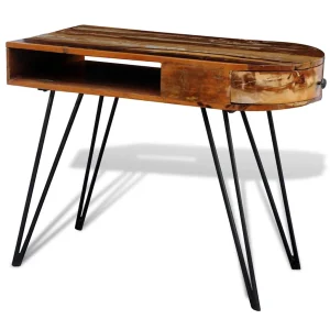 Bureau avec pieds en solide 97 x 45 x 76 cm brun bois de récupération – vue d’ensemble