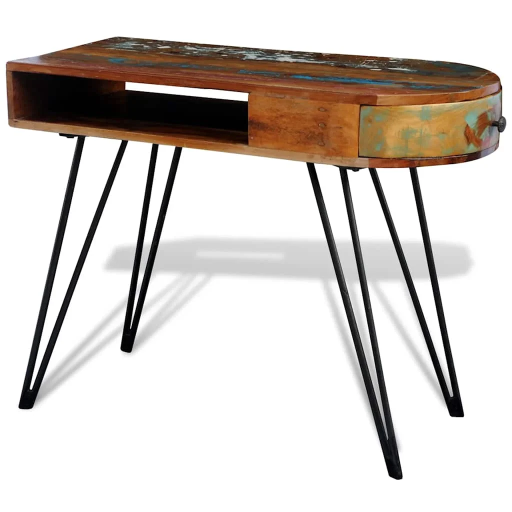Bureau avec pieds en solide 97 x 45 x 76 cm brun bois de récupération – vue de côté