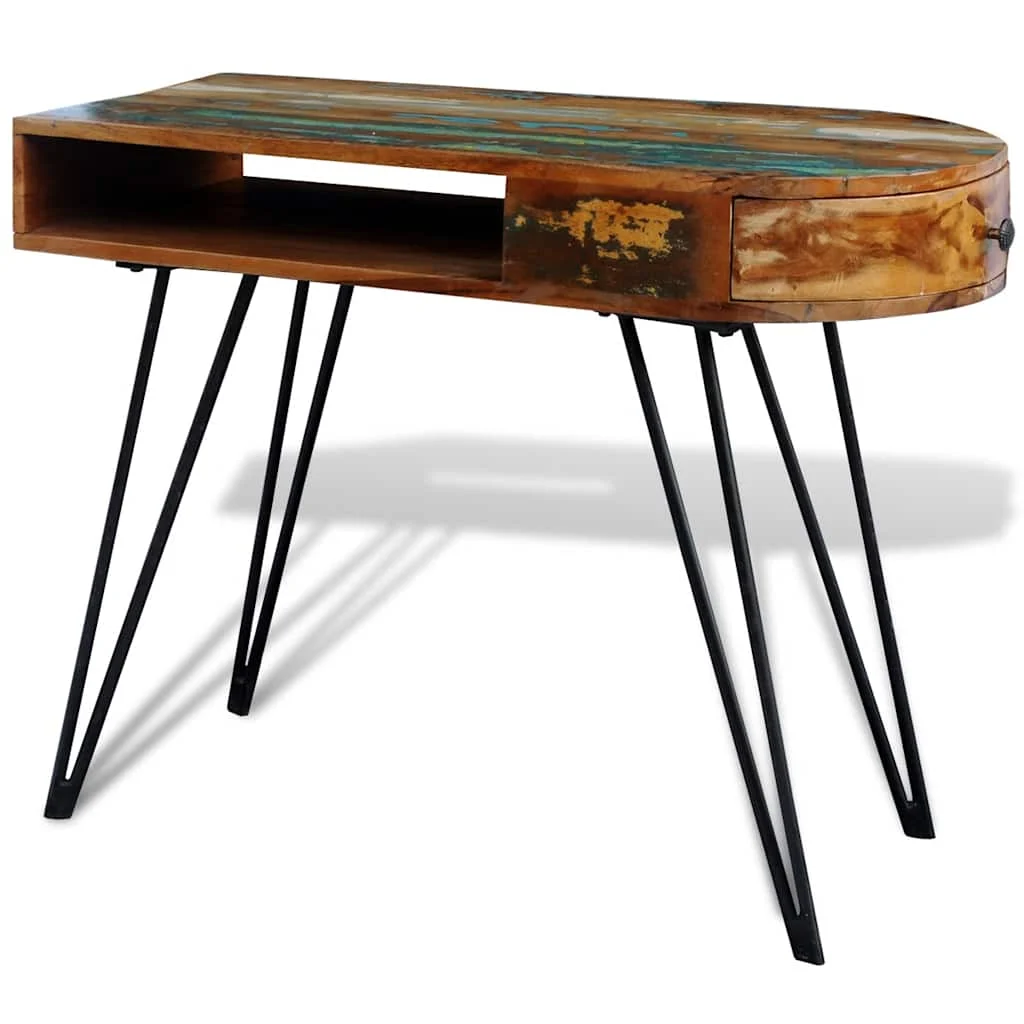 Bureau avec pieds en solide 97 x 45 x 76 cm brun bois de récupération – vue en situation