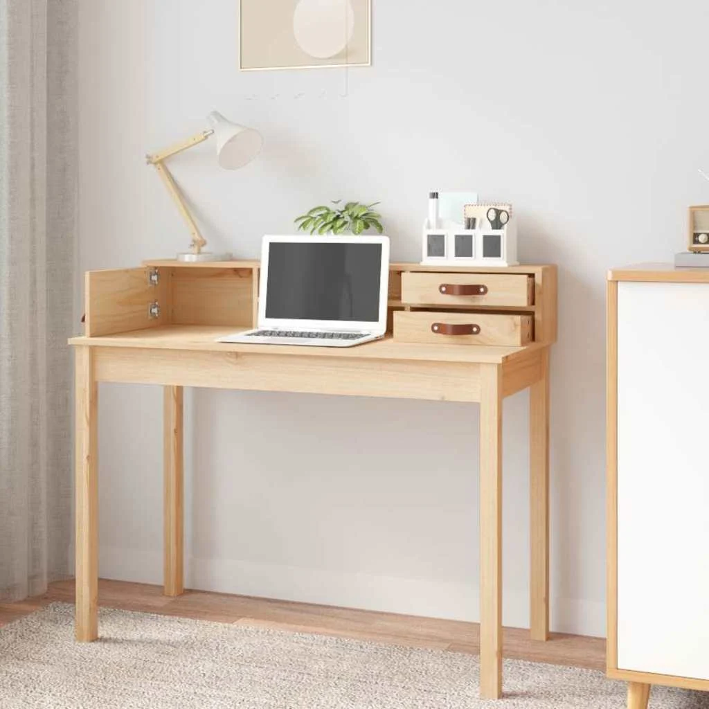 Bureau Pin 110 x 50 x 93 cm naturel bois massif – vue de détail
