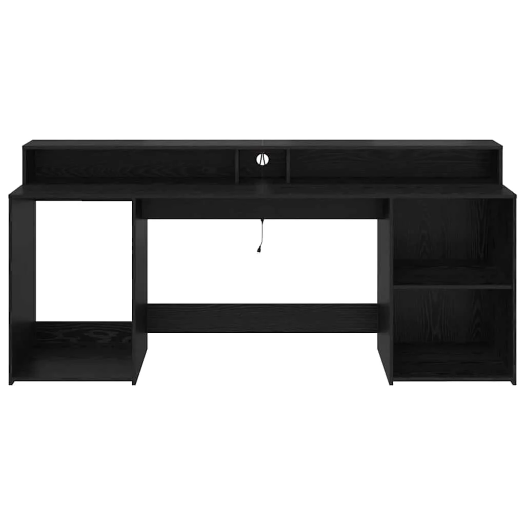 Bureau avec porte 200 x 55 x 91 cm chêne noir bois d'ingénierie – vue de dos