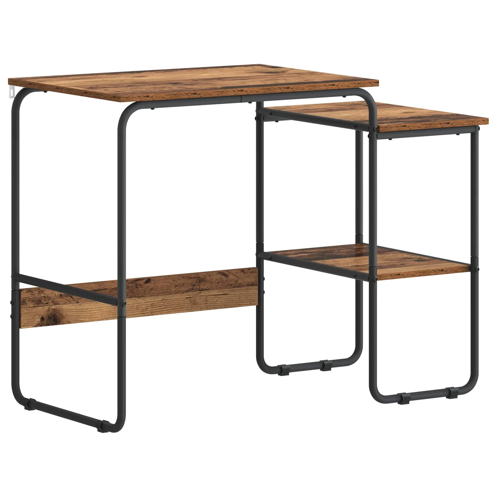 Bureau avec rangement 100 x 50 x 75 cm bois ancien bois d'ingénierie – vue de côté