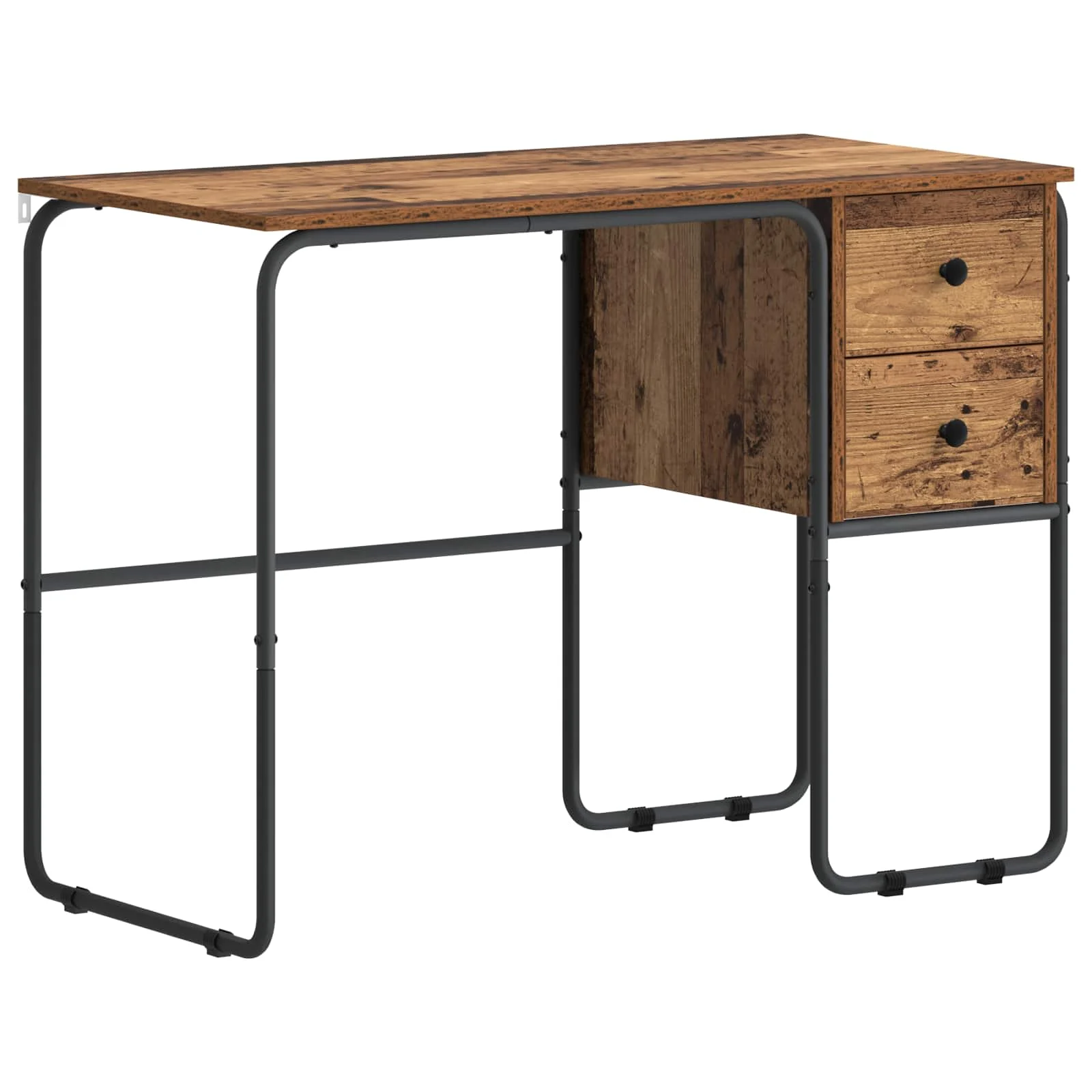Bureau avec rangement 100 x 50 x 75 cm bois ancien bois d'ingénierie – modèle 2 – vue de côté