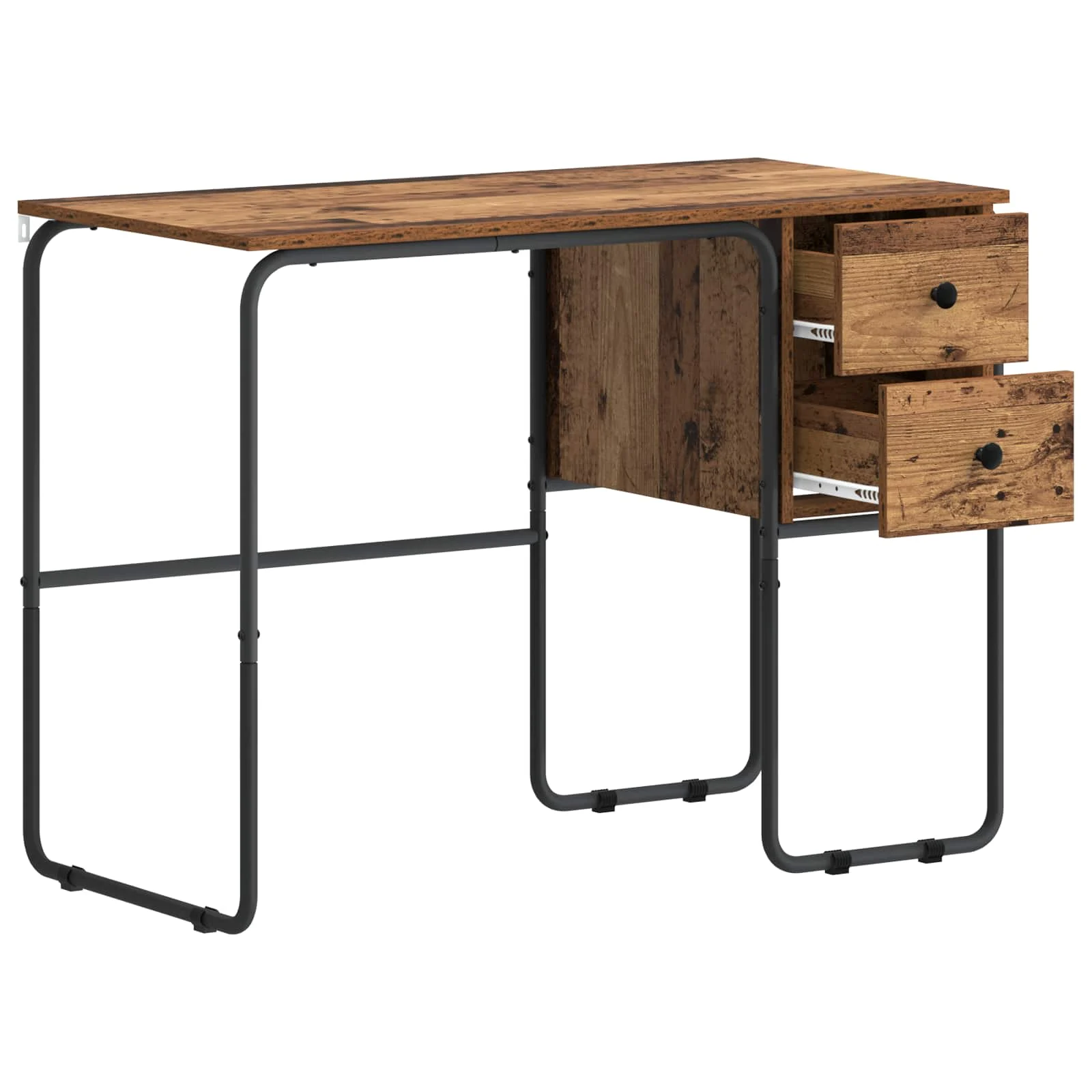 Bureau avec rangement 100 x 50 x 75 cm bois ancien bois d'ingénierie – modèle 2 – vue de détail