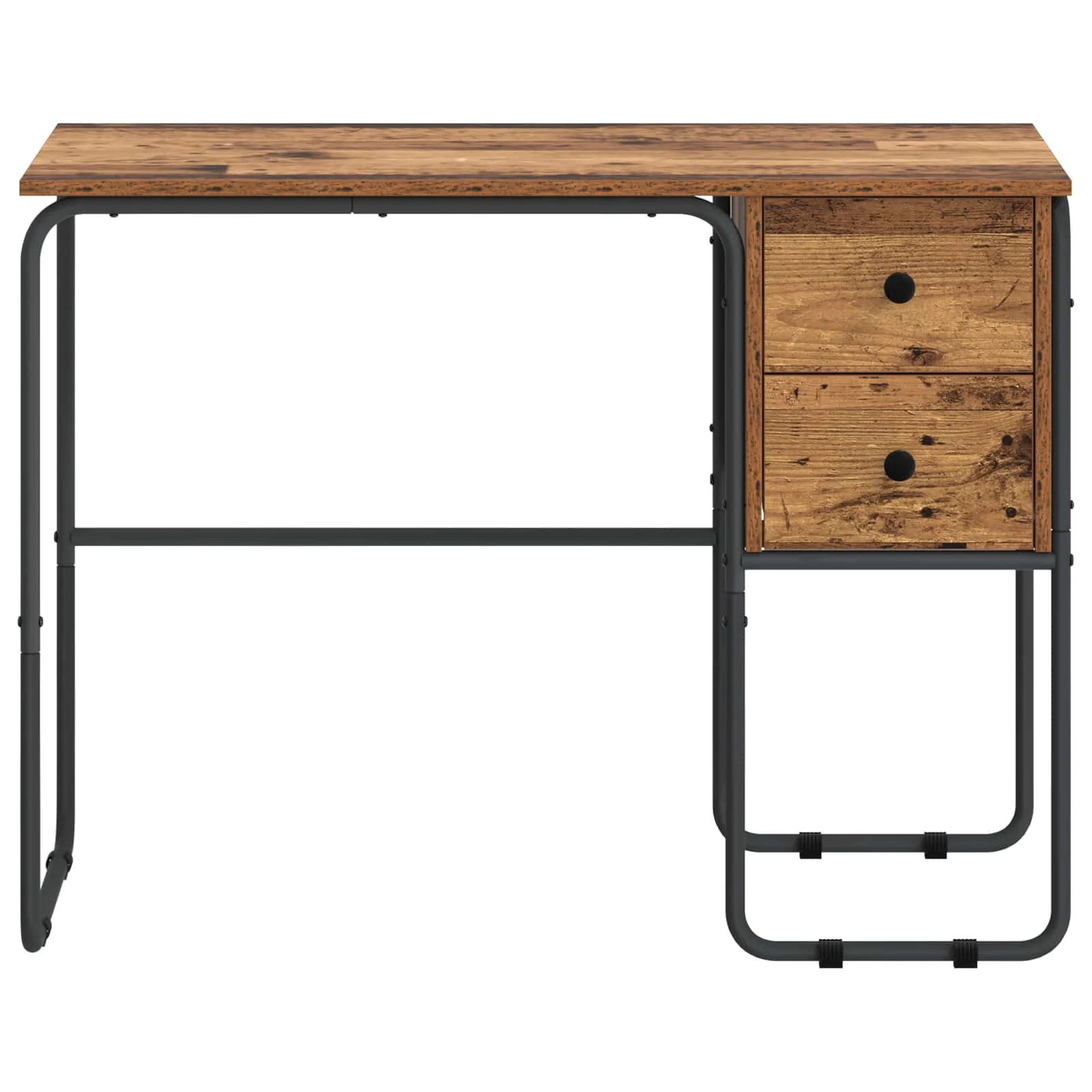 Bureau avec rangement 100 x 50 x 75 cm bois ancien bois d'ingénierie – modèle 2 – vue en situation