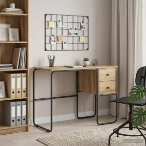 Bureau avec rangement 100 x 50 x 75 cm chêne artisanal bois d'ingénierie – modèle 2 – vue d’ensemble