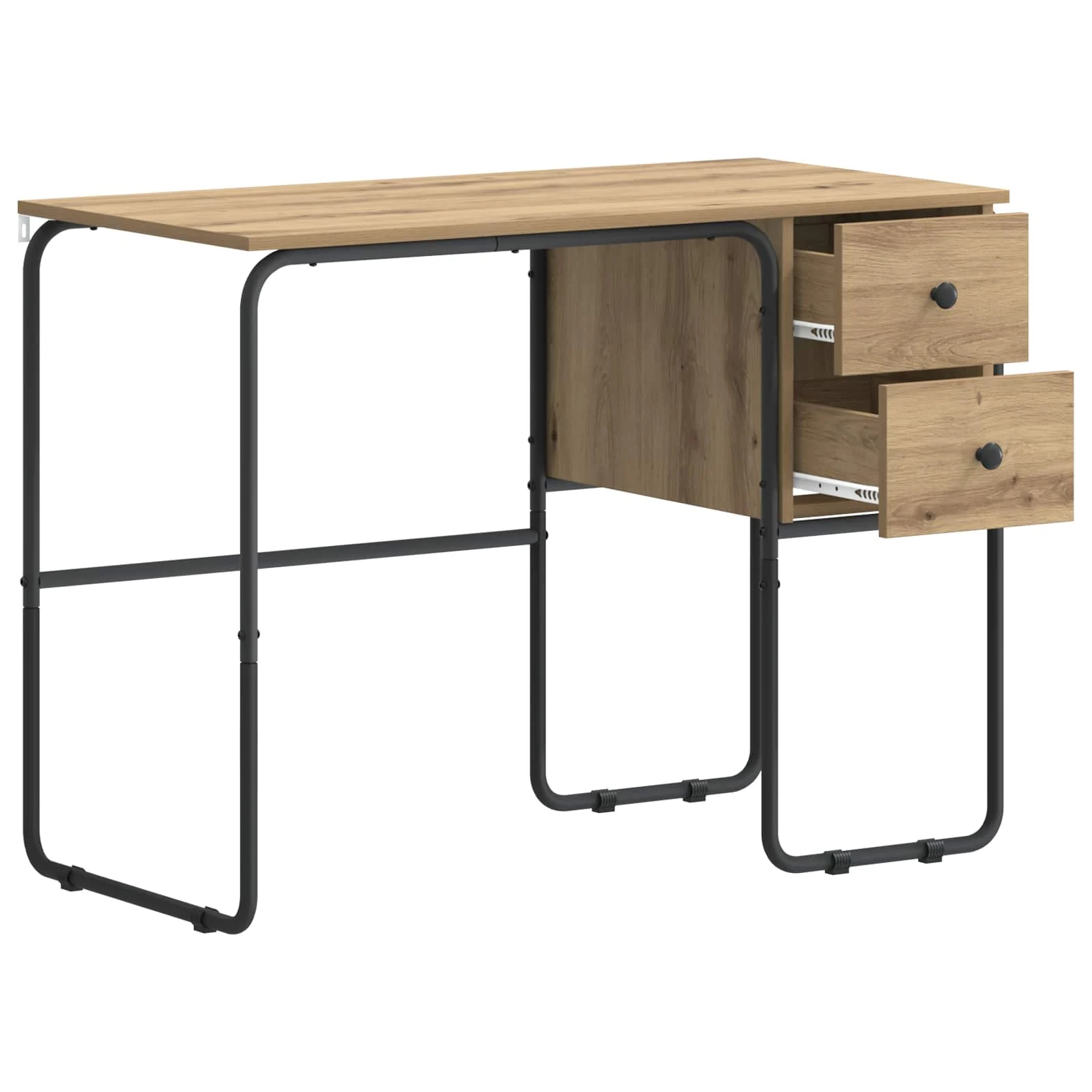 Bureau avec rangement 100 x 50 x 75 cm chêne artisanal bois d'ingénierie – modèle 2 – vue de détail