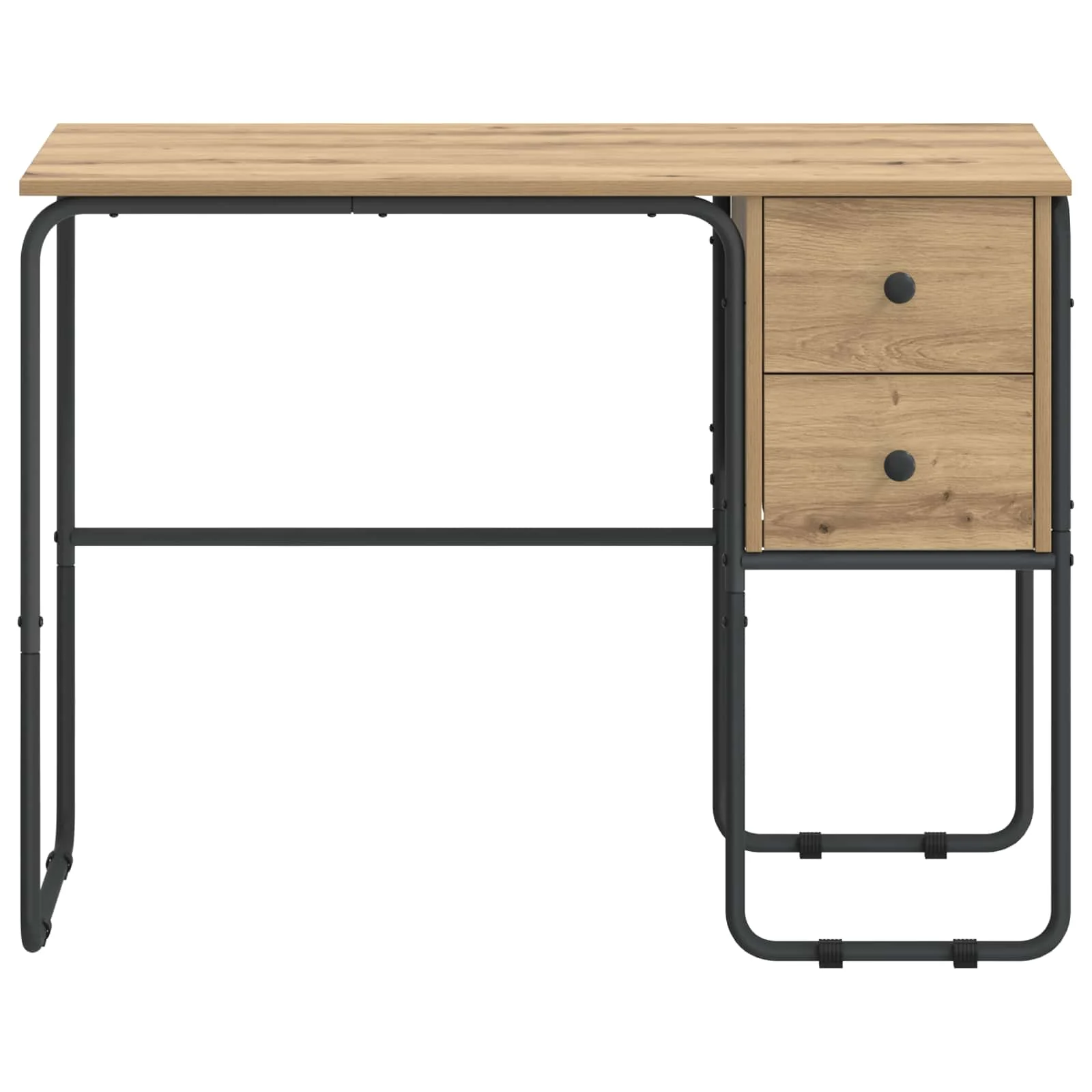 Bureau avec rangement 100 x 50 x 75 cm chêne artisanal bois d'ingénierie – modèle 2 – vue en situation