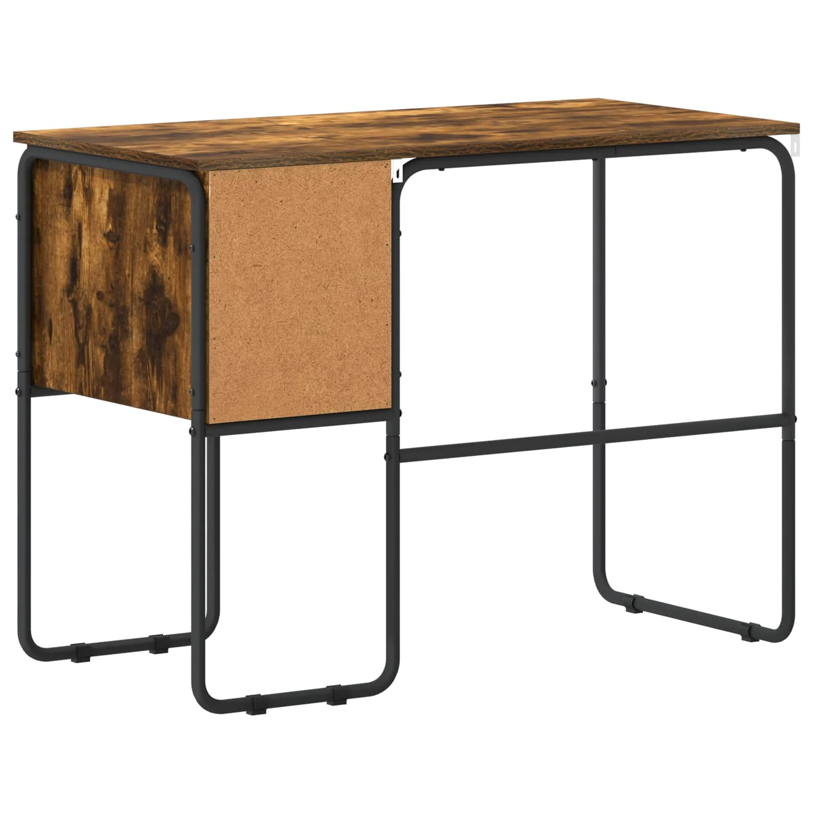 Bureau avec rangement 100 x 50 x 75 cm chêne fumé bois d'ingénierie – modèle 2 – vue de dos