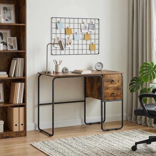 Bureau avec rangement 100 x 50 x 75 cm chêne fumé bois d'ingénierie – modèle 2 – vue d’ensemble
