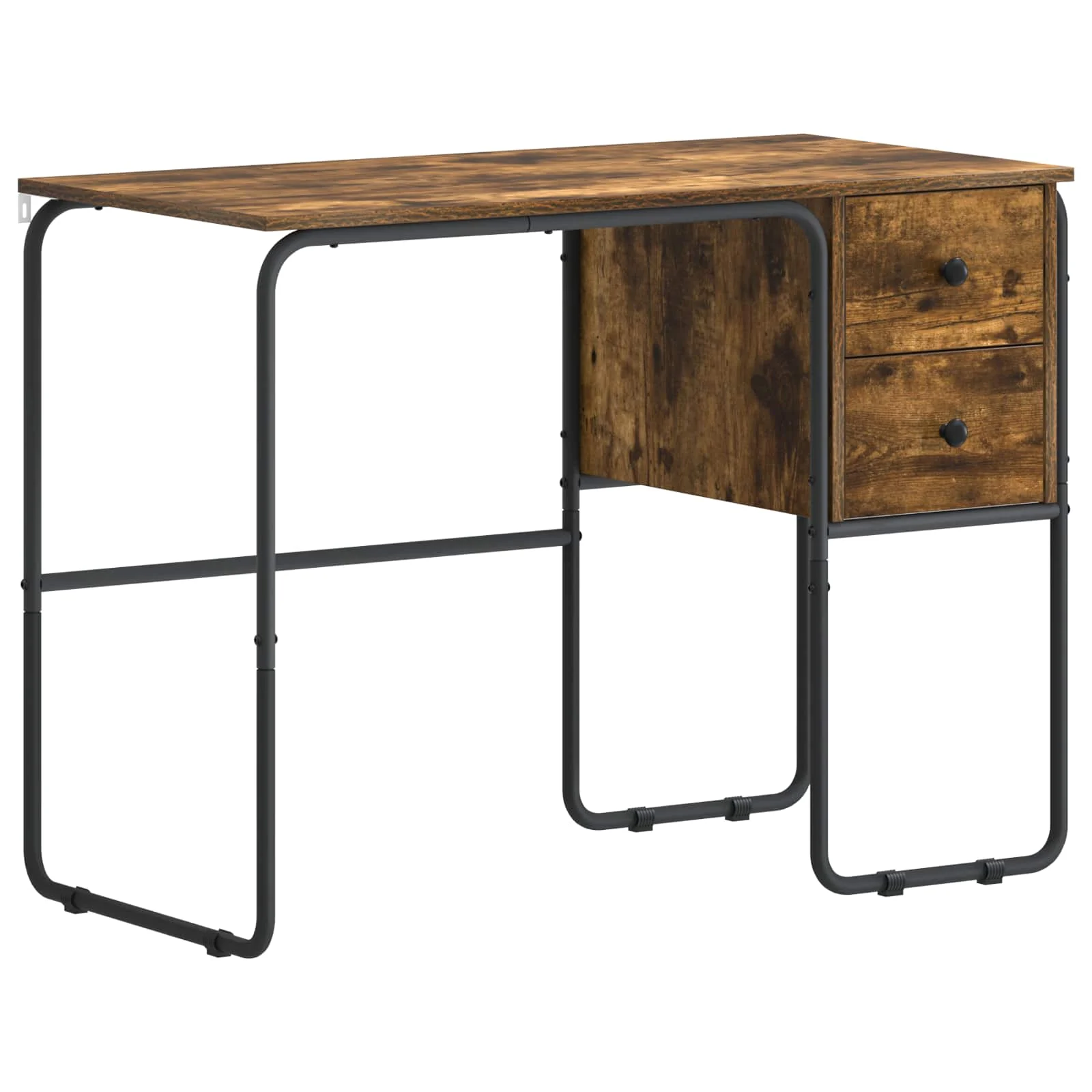 Bureau avec rangement 100 x 50 x 75 cm chêne fumé bois d'ingénierie – modèle 2 – vue de côté