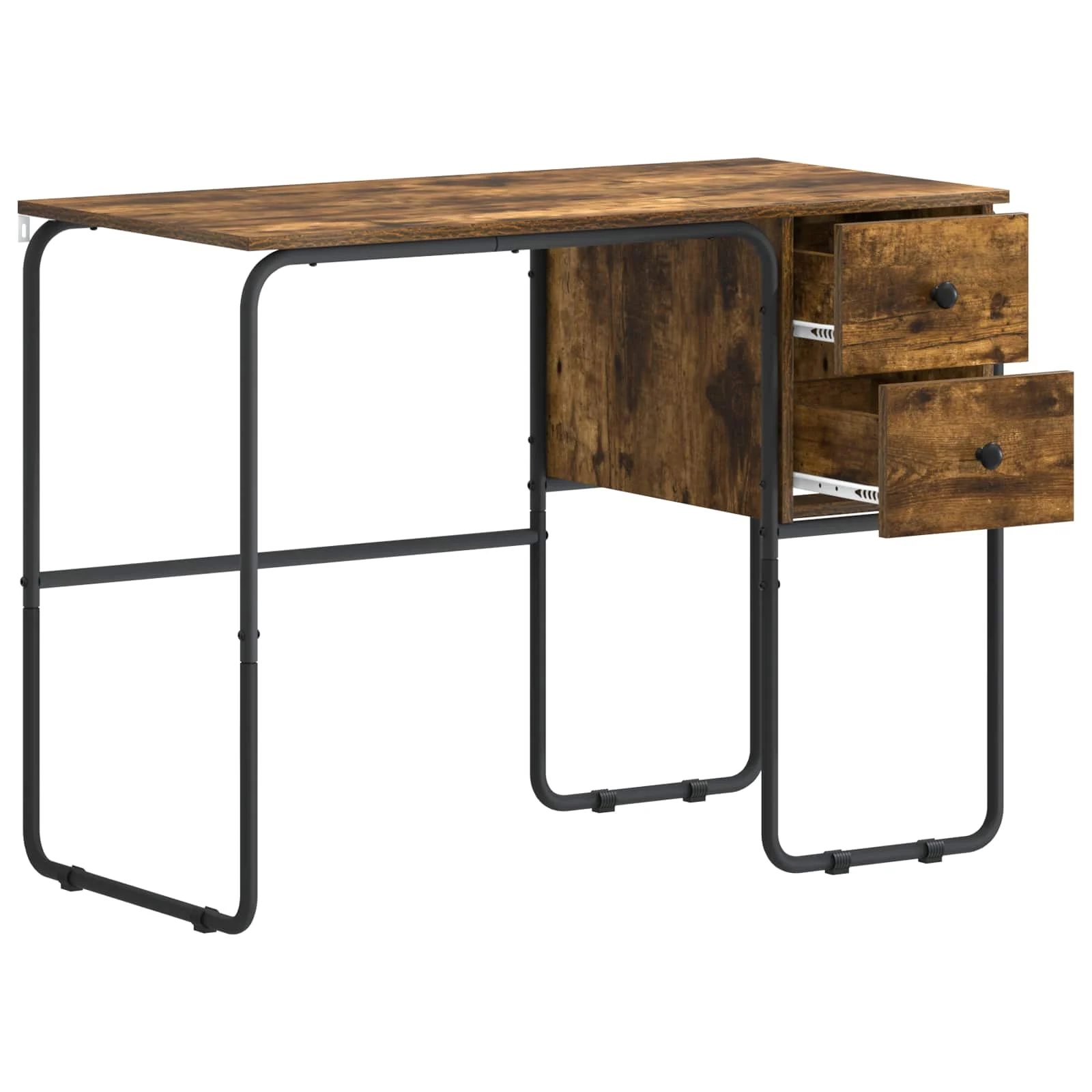 Bureau avec rangement 100 x 50 x 75 cm chêne fumé bois d'ingénierie – modèle 2 – vue de détail