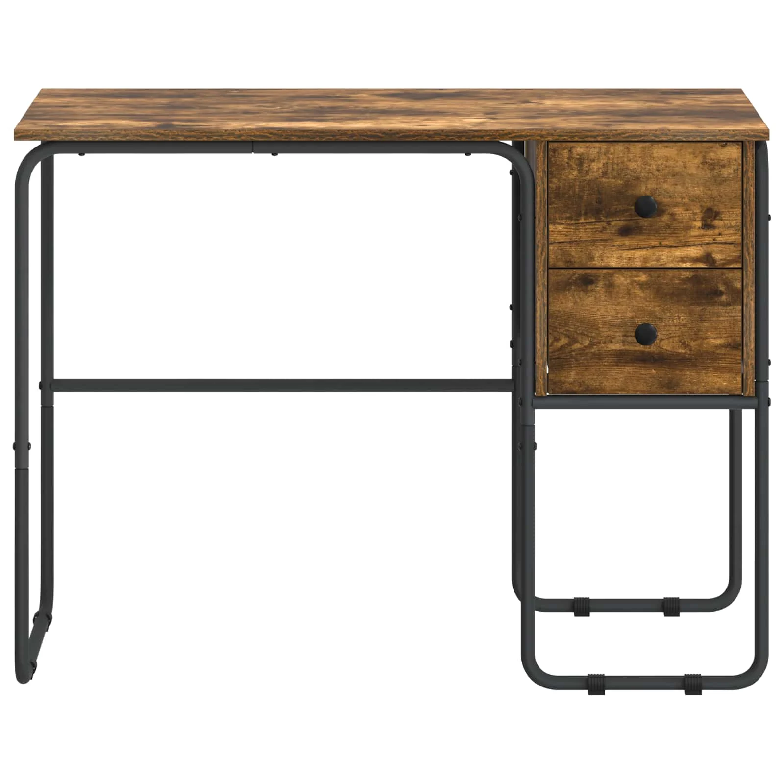 Bureau avec rangement 100 x 50 x 75 cm chêne fumé bois d'ingénierie – modèle 2 – vue en situation
