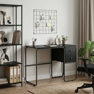 Bureau avec rangement 100 x 50 x 75 cm chêne noir bois d'ingénierie – modèle 2 – vue d’ensemble
