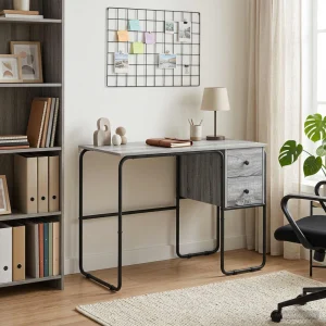 Bureau avec rangement 100 x 50 x 75 cm sonoma gris bois d'ingénierie – modèle 2 – vue d’ensemble